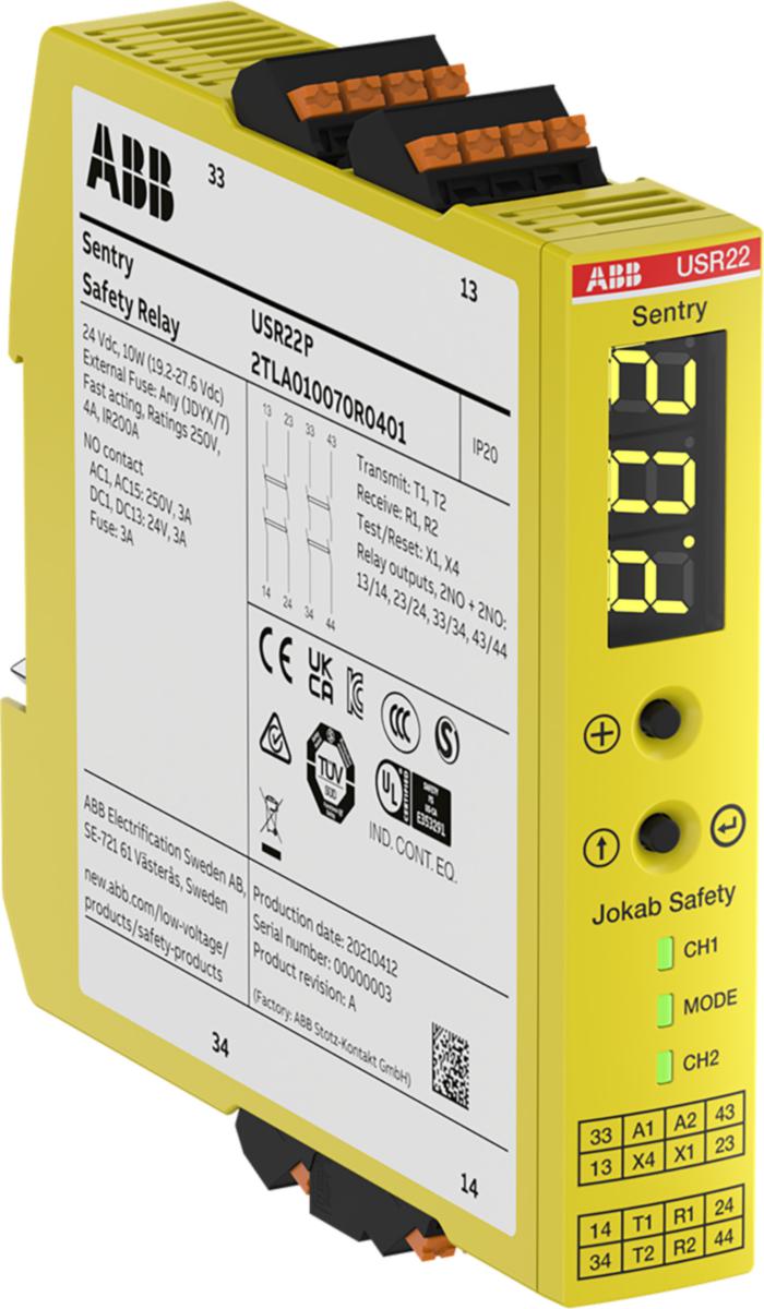 Säkerhetsrelä Sentry fjäder - SÄK-RELÄ 2NO+2NO MULTI 24V FJ Sentry USR22P 24VDC