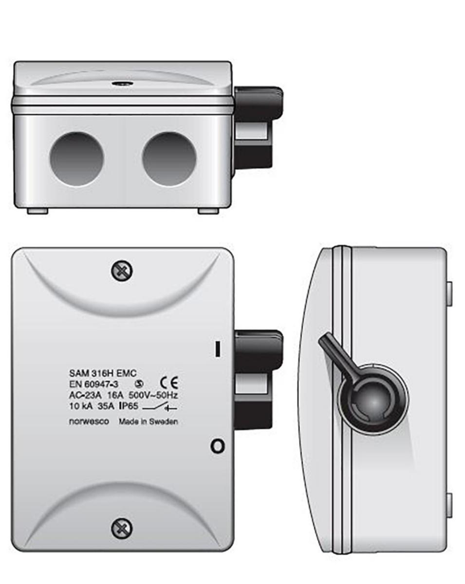 Säkerhetsbrytare EMC SAM 16-25A - SÄKERHETSBR 3PH 16A EMC METALL 301081
