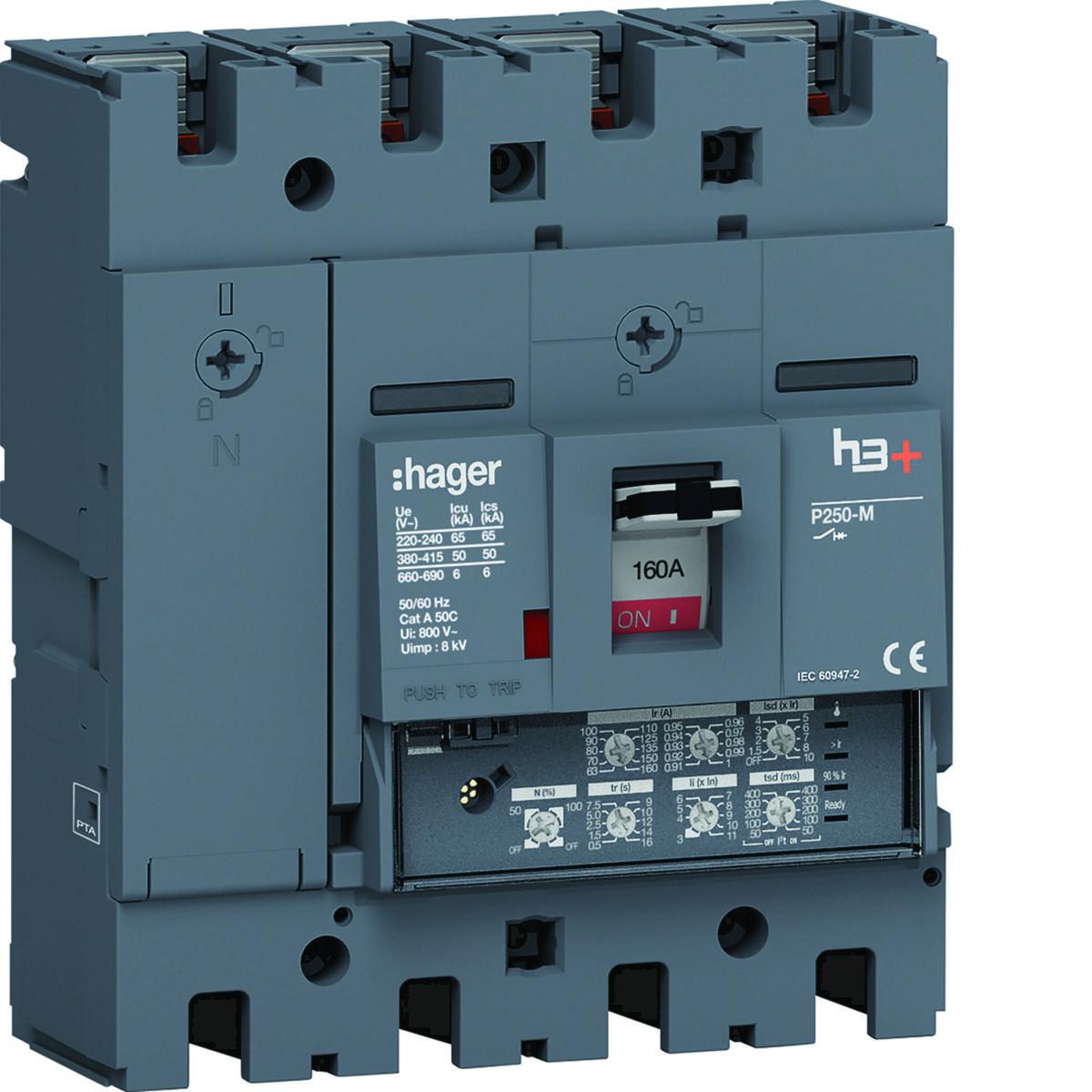 Effektbrytare h3+ P250 - EFFEKTBR H3+ LSI 160A 4P 50KA HMT161JR