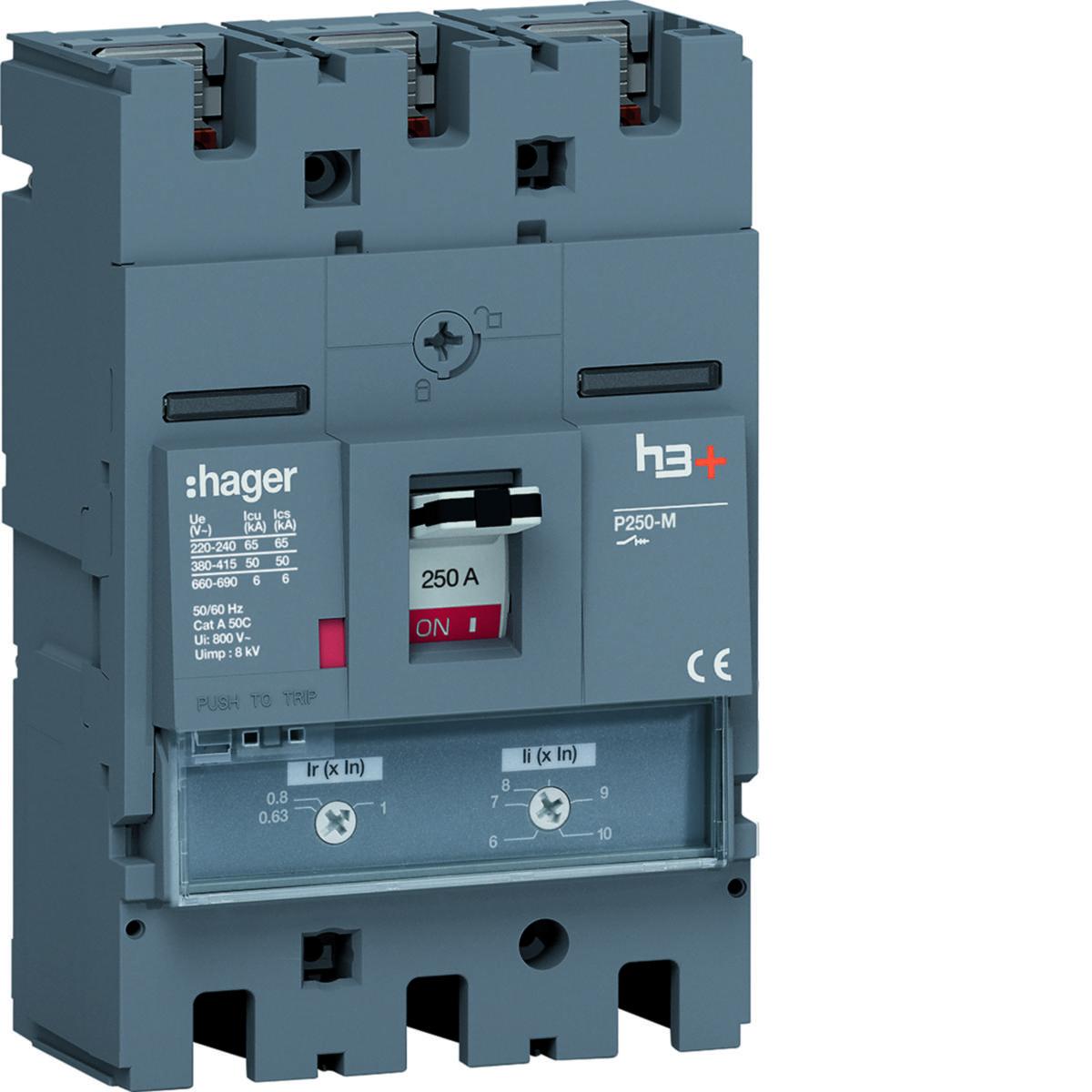 Effektbrytare h3+ P250 - EFFEKTBR H3+ T/M 250A 3P 50KA HMT250DR