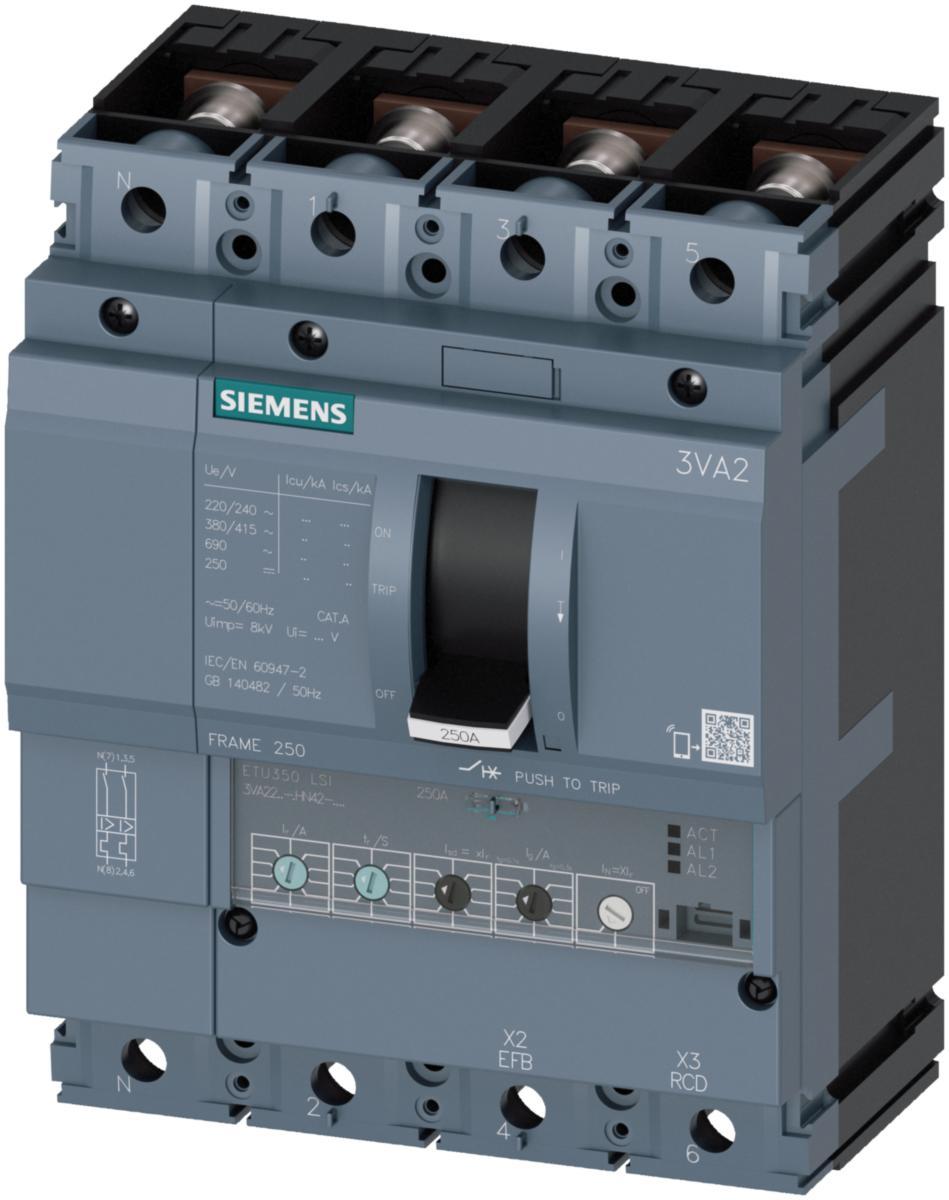 Effektbrytare Sentron - EFFEKTBRYTARE 4P 250A 85KA 3VA2225-6HN42-0AA0