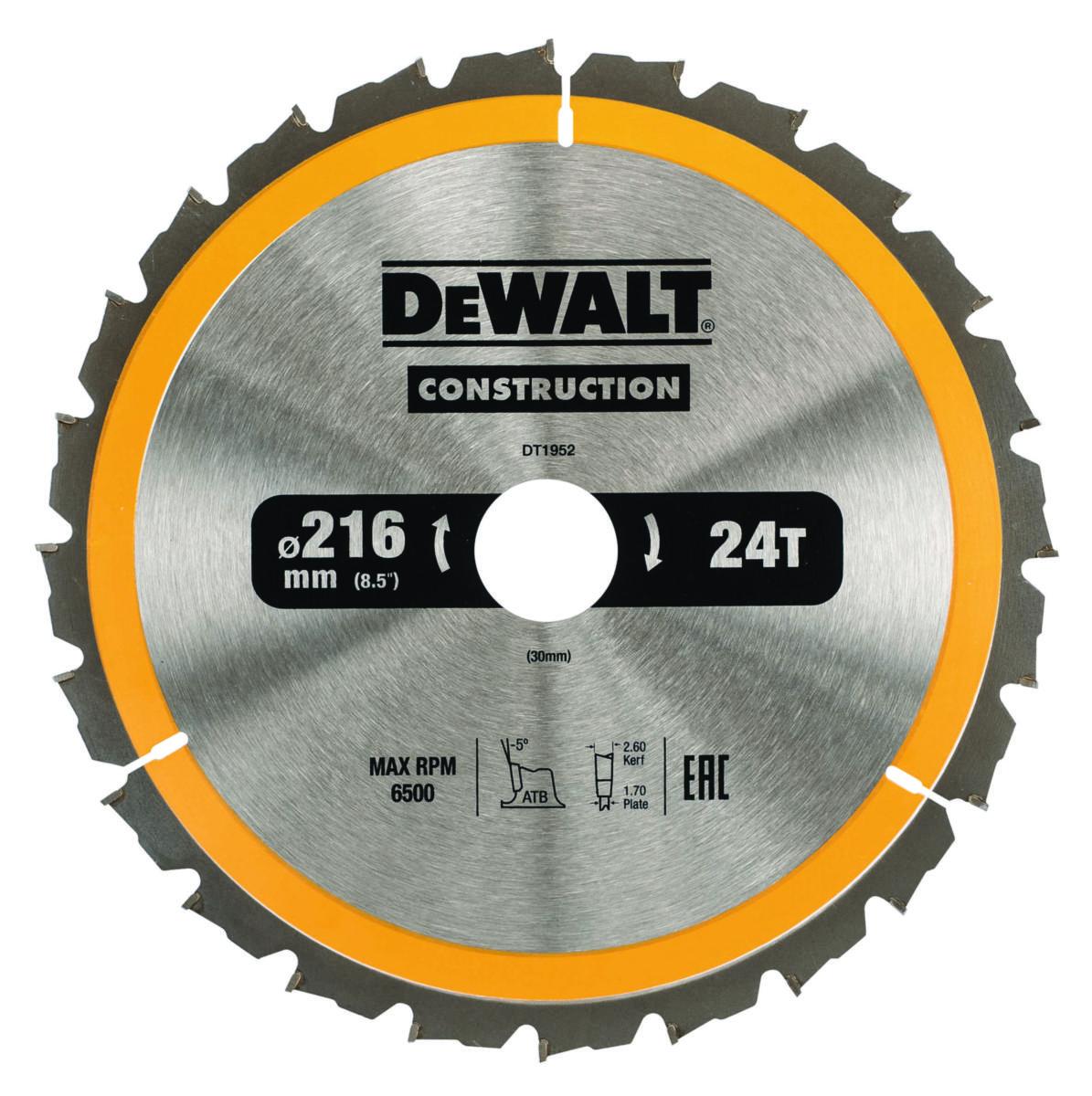 Circular Saw Blade DEWALT DT1952 - CIRCULAR SAW BLA DEWALT DT1952 216X30MM 24T