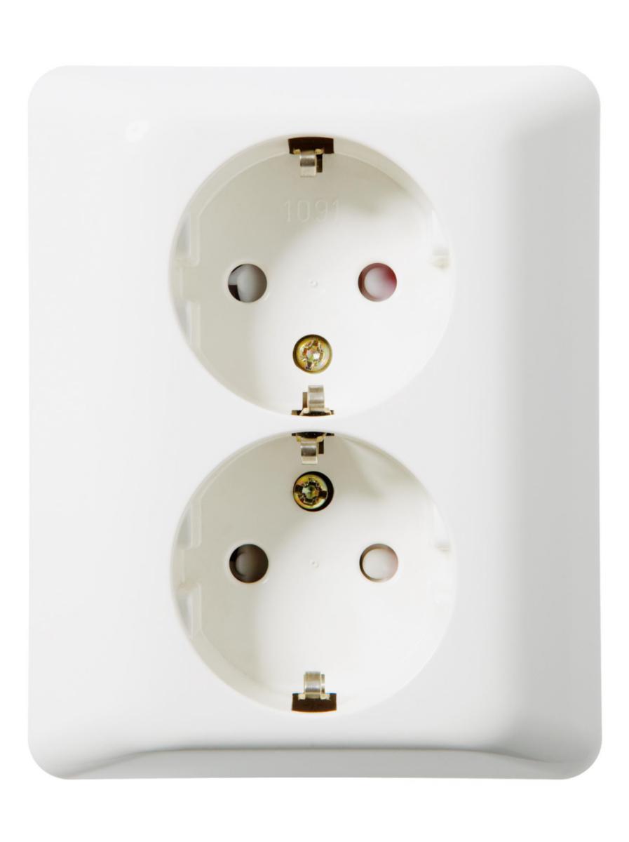 Wall socket 2-way grounded flush-mounted 16A, ELKO - DOUBLE SOCKET OUTLET. QC. PW EKO07362