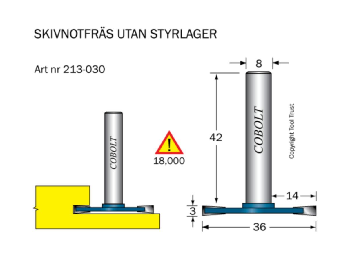 Skivnotfräs Cobolt HM - SLOT CUTTER BIT HM COBOLT L3 F13 D36 TL44 S8