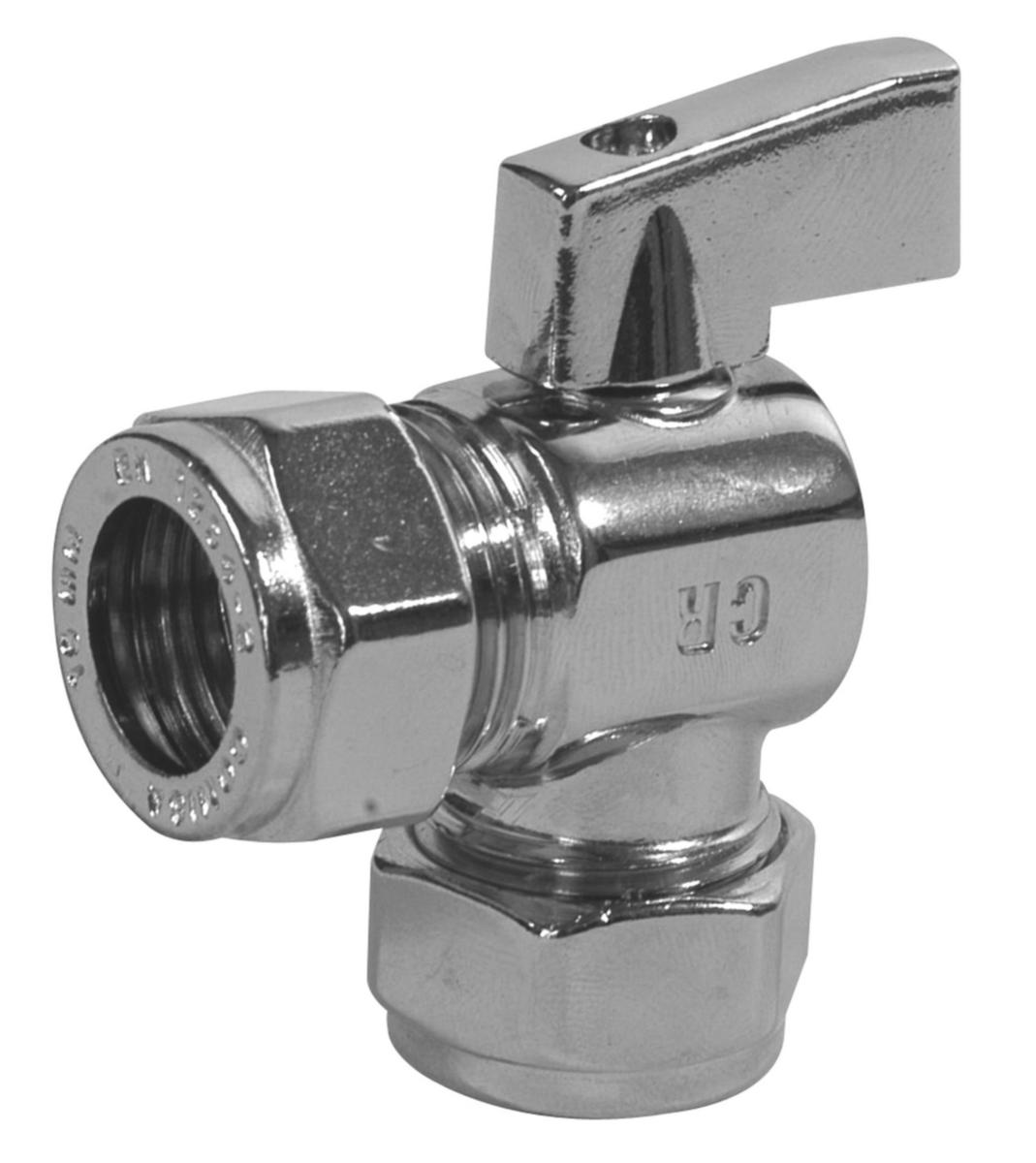Kulventiler A-kulan, förkromade med vred, vinkel - A-KULAN 12x12 2 Cu-KOPPLINGAR VINKEL FKR. 41.23.300