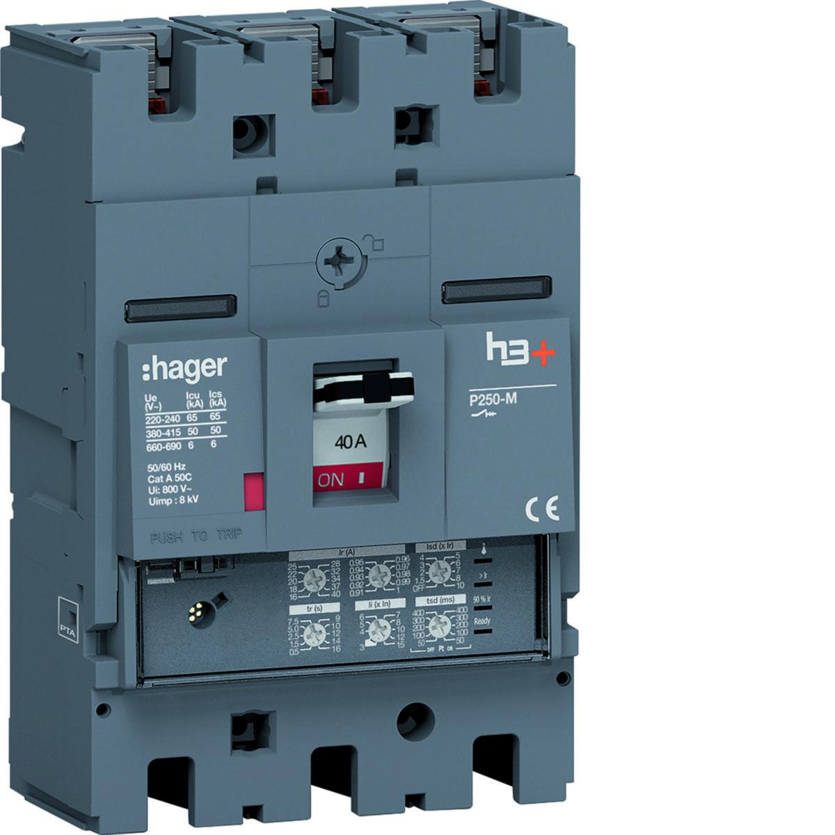 Effektbrytare h3+ P250 - EFFEKTBR H3+ LSI 40A 3P 50KA HMT040JR
