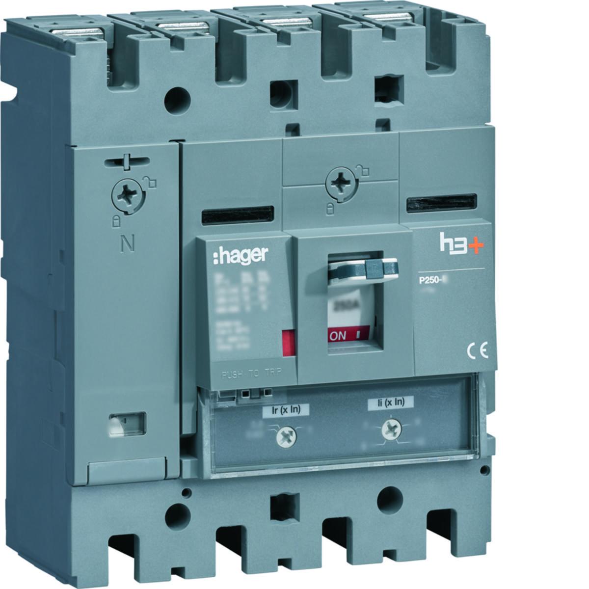 Effektbrytare h3+ P250 - EFFEKTBR H3+ T/M 250A 4P 50KA HMT252DR