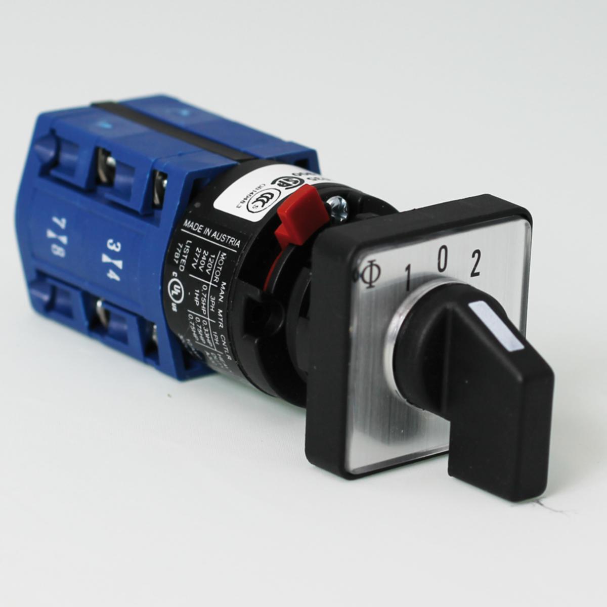 Omkopplare med nolläge 1-0-2 och återfjädring till 0-läge - OMKOPPL 1-0-2 ÅTER 2-P 10A 1-H CG4.A215.FS2