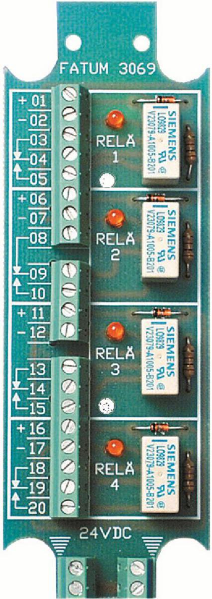 Reläplint med 4 relä 24VDC - RELÄPLINT 24 VDC 4 RELÄ SKRUV Fatum Modul