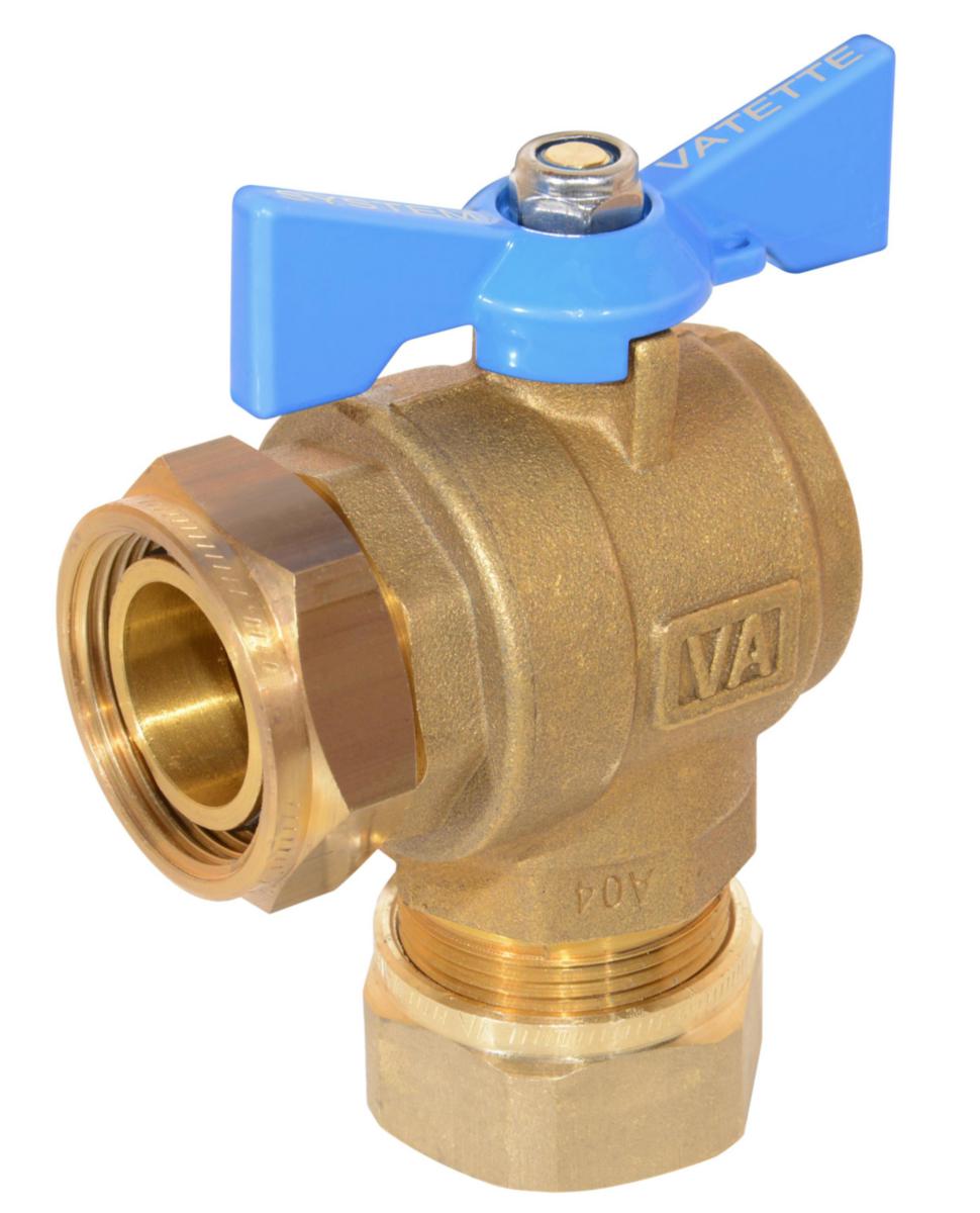 Shut-off Valve for Distributor, Vatette - LEFT FULL FLOW VALVE ANGLE BLU 22MM DN20 CLAMP RINGXRUNN. NUT