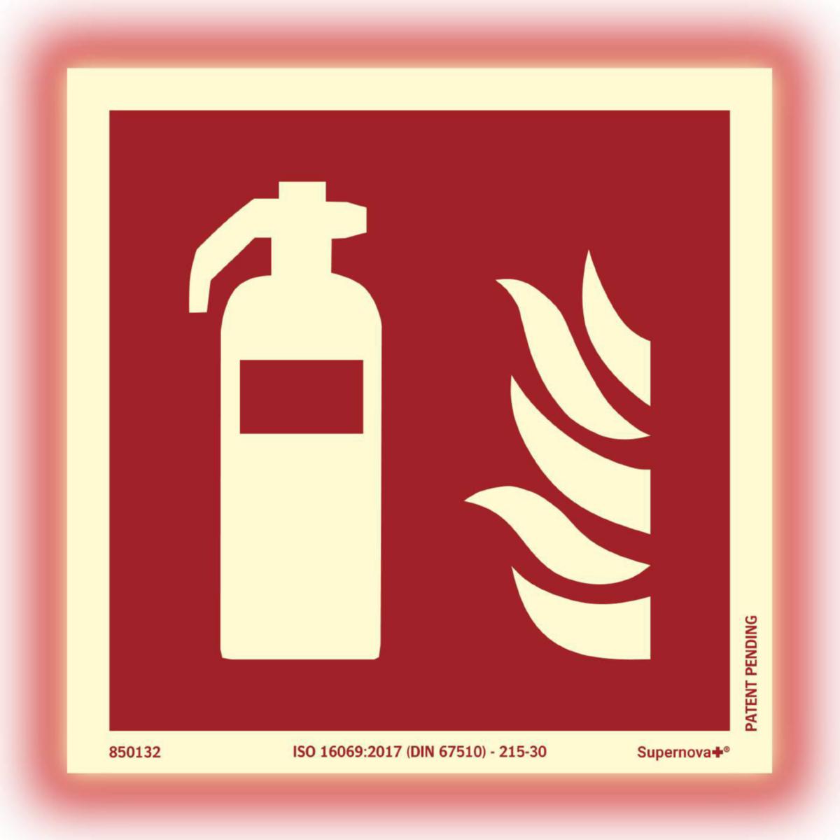 Skylt "Brandsläckare ISO" Supernova+ - Supernova+® Fire extinguisher 150x150 mm Aluminium