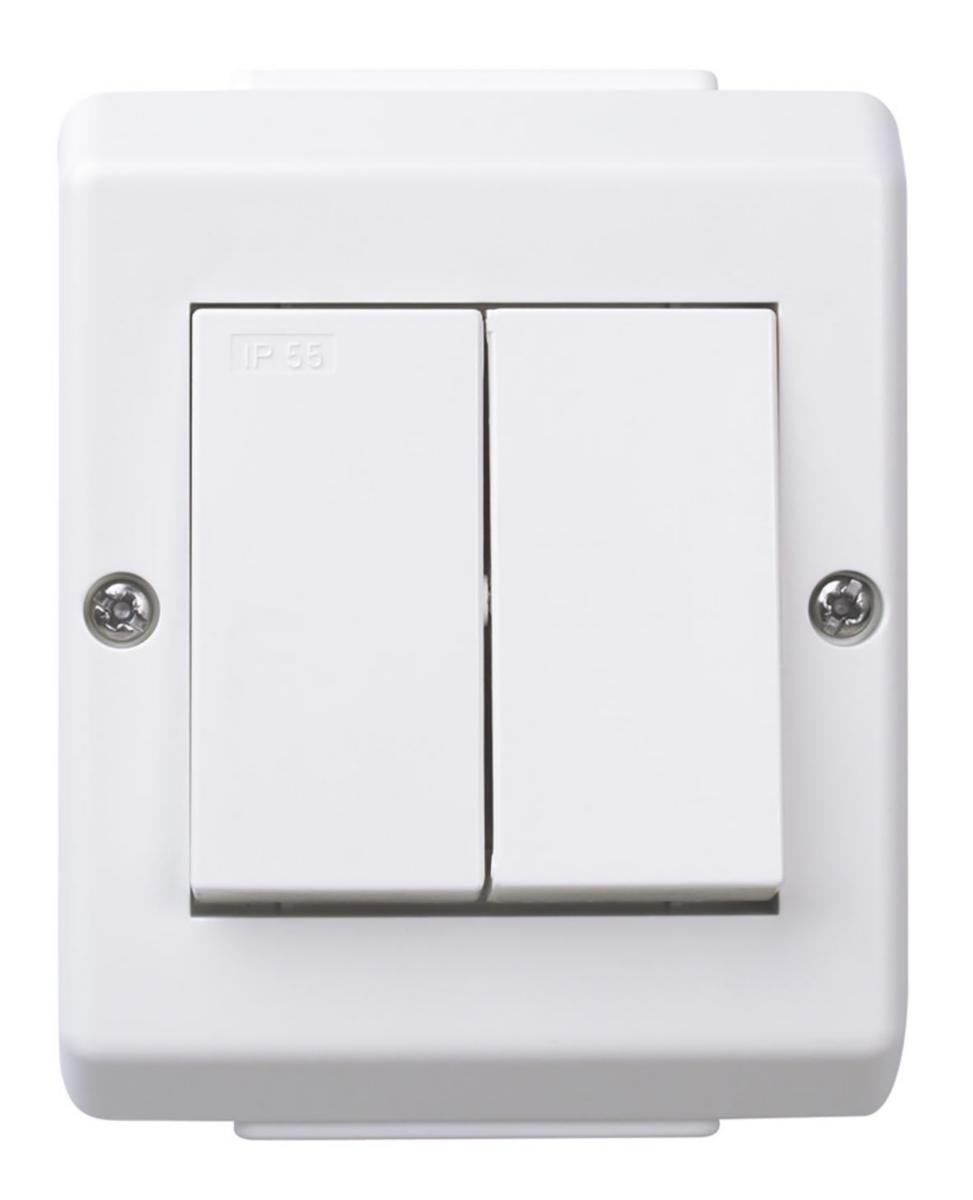 Brytere Renhvit uten lys IP55 - S16/5 VP SWITCH WT PW EKO07471