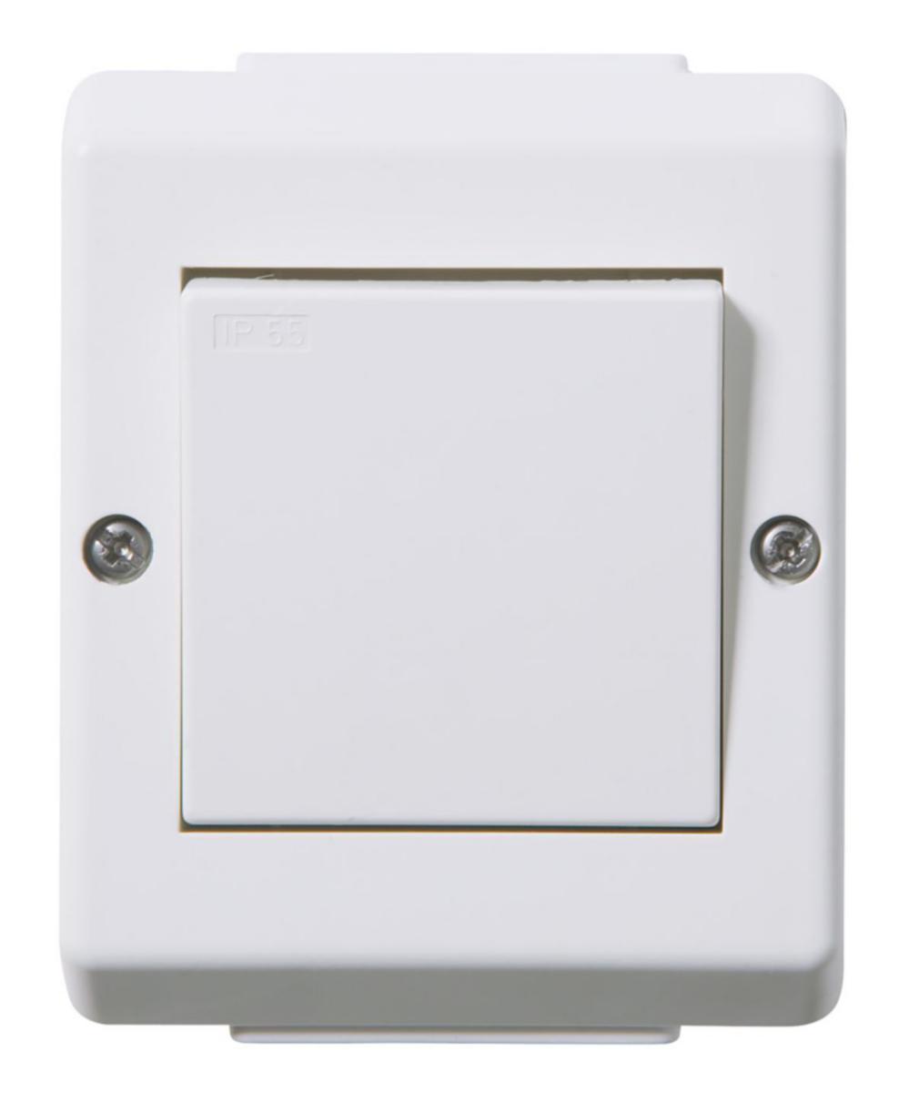 Brytere Renhvit uten lys IP55 - S16/6 VP SWITCH WT PW EKO07472