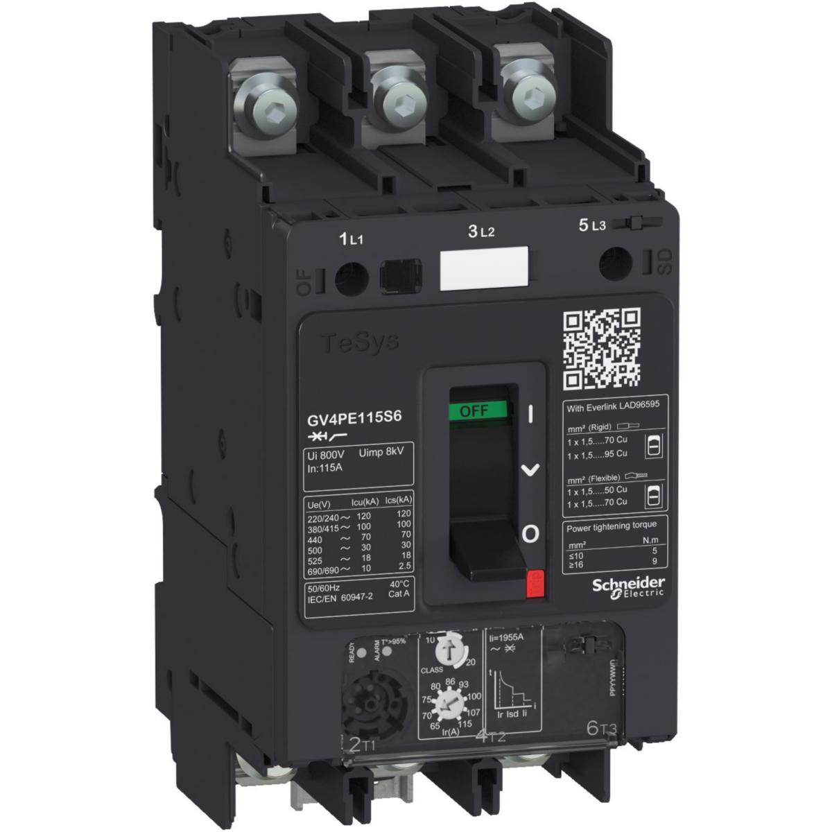 Motorskyddsbrytare GV4P - MOTORSKBR 65-115A 25KA VIPP FA GV4PE115B6