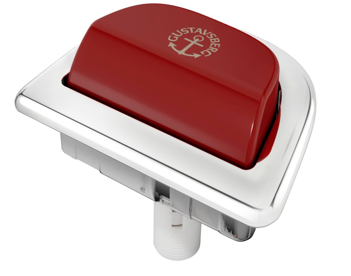 Spolknapp enkel röd förhöjd, Gustavsberg - GBG SPOLKNAPP NAUTIC FÖRHÖJD RÖD