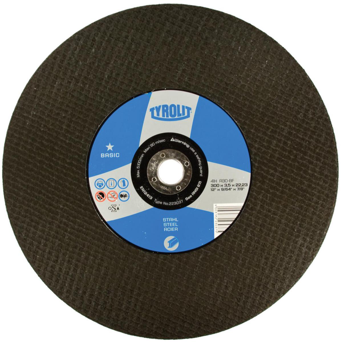 Kapskiva Tyrolit Basic Stål - KAPSKIVA TYROLIT BASIC STÅL 300X3.5X22.2 A30-BF 41F