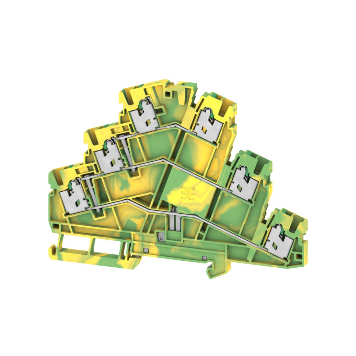 Plint SNAP IN, Flervånings-radplint - PLINT SNAP IN 2.5MM² 3VÅN G/G S3T 2.5 PE