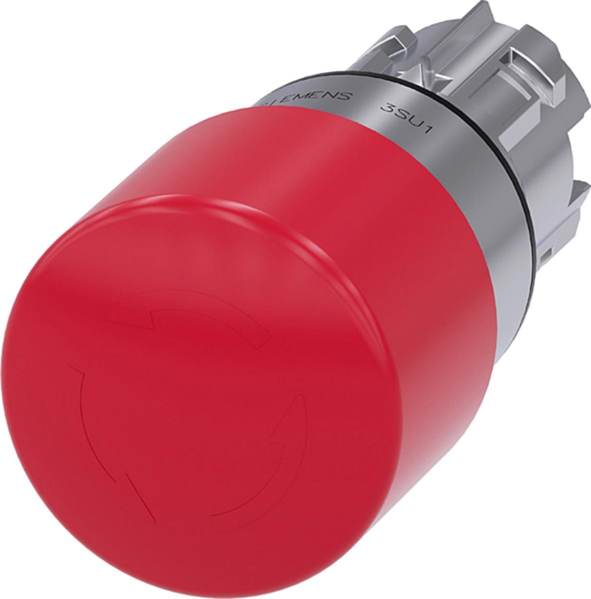 Svamptrycke 3SU1050, metall - NÖDST.KNAPP 33MM RÖD VRIDÅTER 3SU1050-1GB20-0AA0