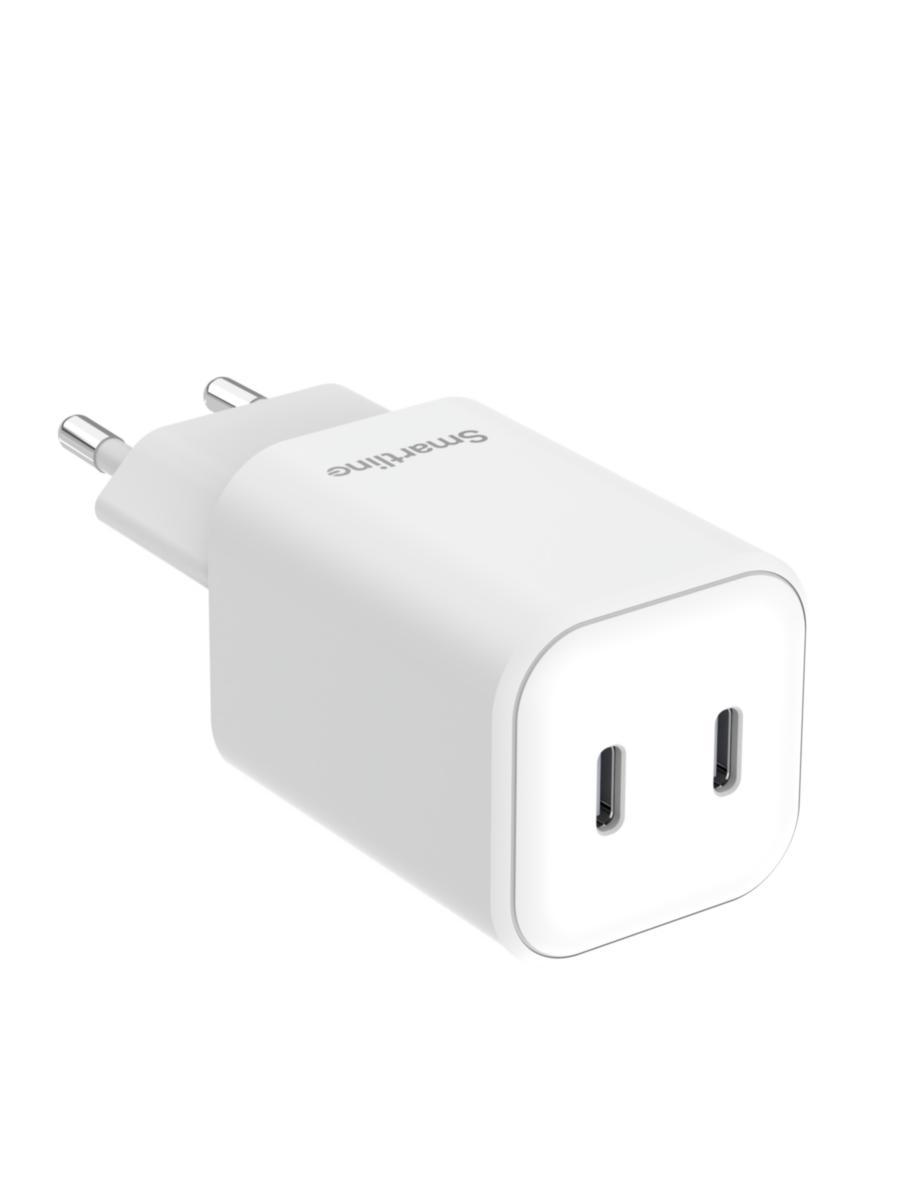 Wall charger, 2xUSB-C, PD 45 W, SuperCharger - SMARTLINE Wall charger PD 45W