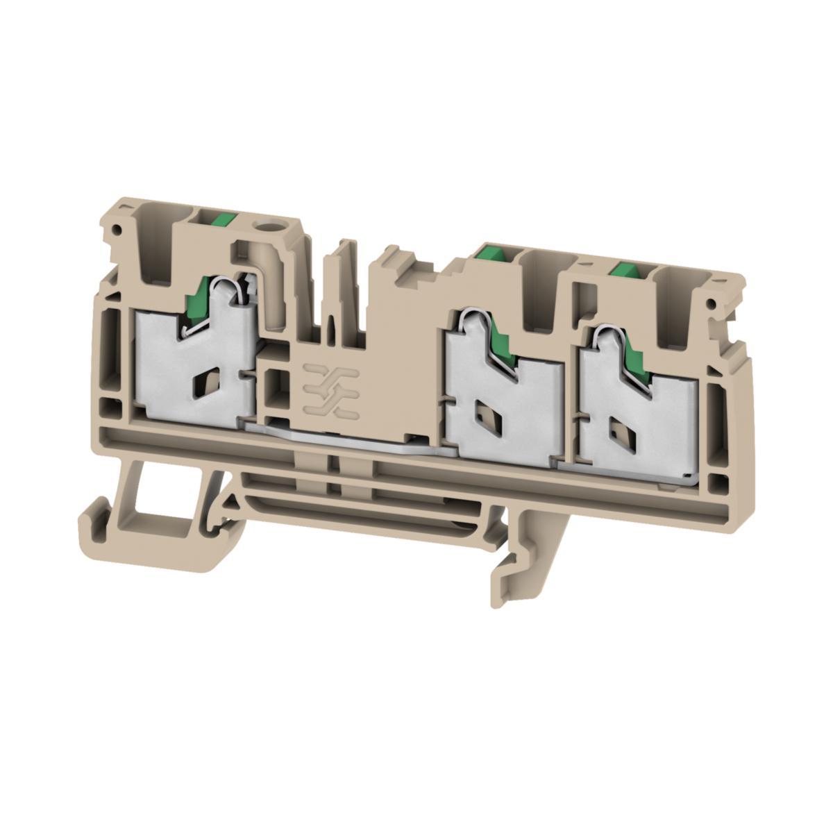 Plint SNAP IN, Genomgångsplintblock - PLINT SNAP IN 4MM² MÖRKBEIGE 3 S3C 4