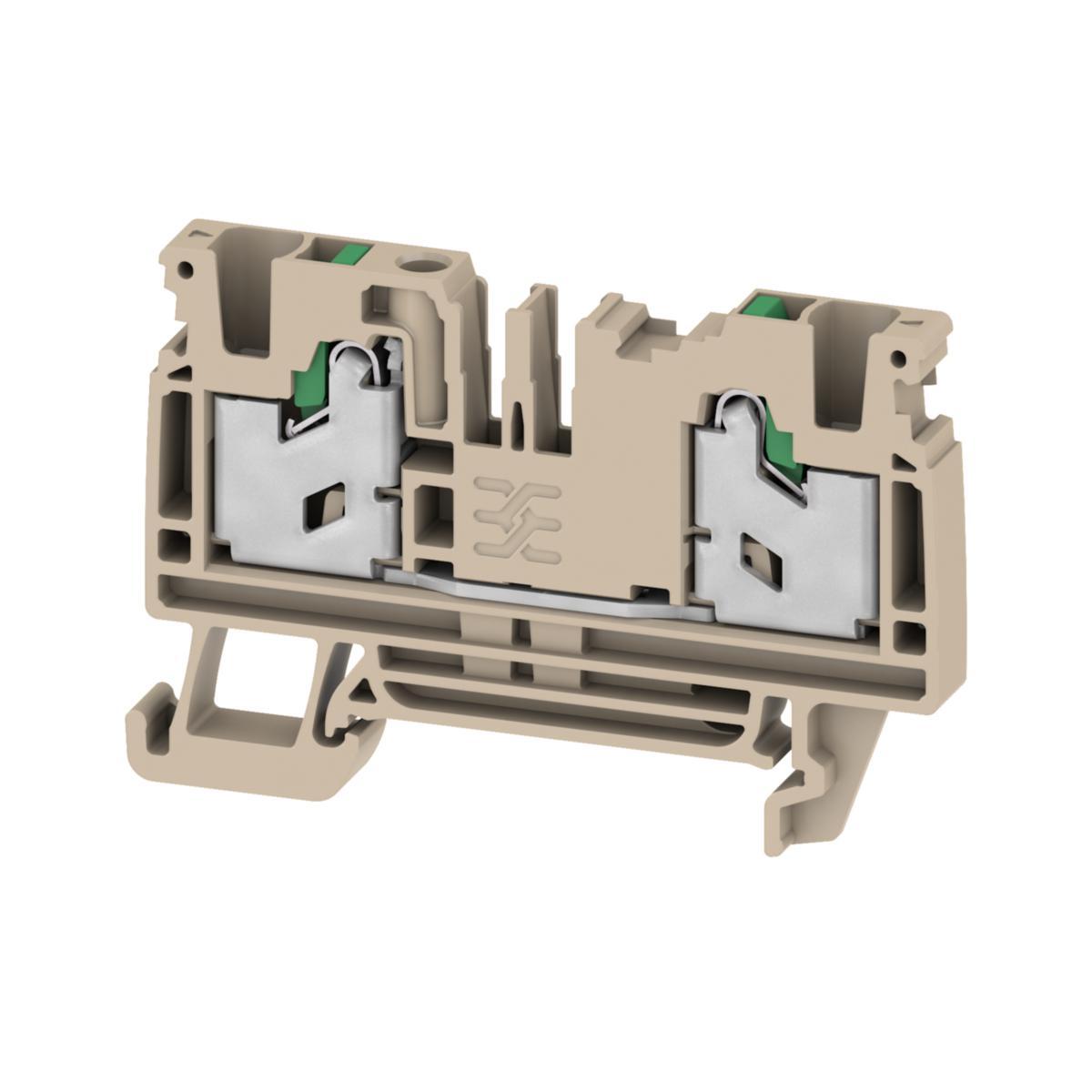 Plint SNAP IN, Genomgångsplintblock - PLINT SNAP IN 4MM² MÖRKBEIGE 2 S2C 4
