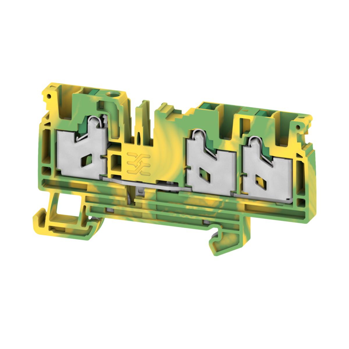 Plint SNAP IN, Skyddsledarplint - PLINT SNAP IN 4MM² GRÖN/GUL 4 S3C 4 PE