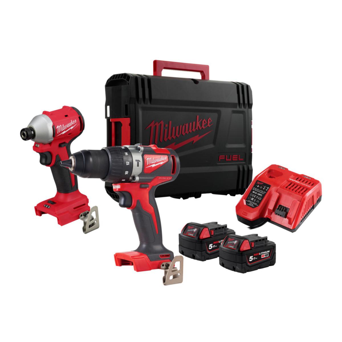 Kombikit Milwaukee M18 BLPP2A3-502X - KOMBIKIT MILWAUKEE M18 BLPP2A3 502, 2X5 AH BATTERI + LADDARE
