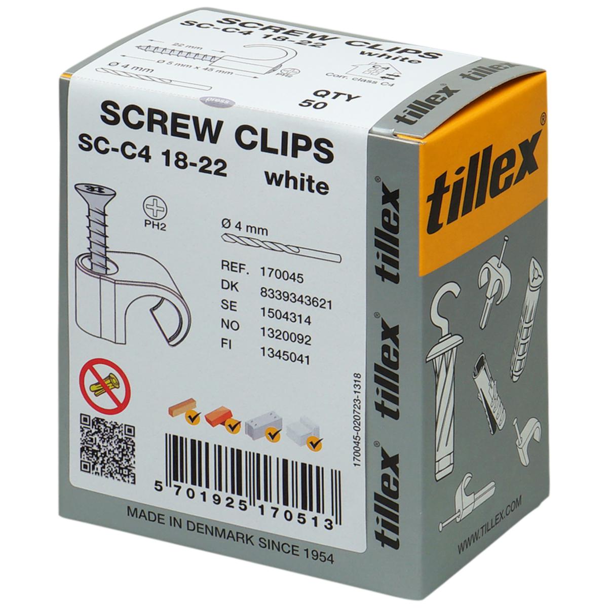 Screw clamps SC PH2 white - SCREWCLIP SC 18-22 WHITE PH2 SC 18-22 W