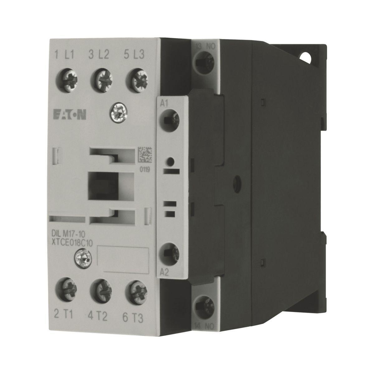 Contactor 3-pole 3-90 kW DILM7-DILM38, with inbuilt auxiliary switch, AC voltage operation - CONTACTOR 1N0.7.5KW 17A 277004