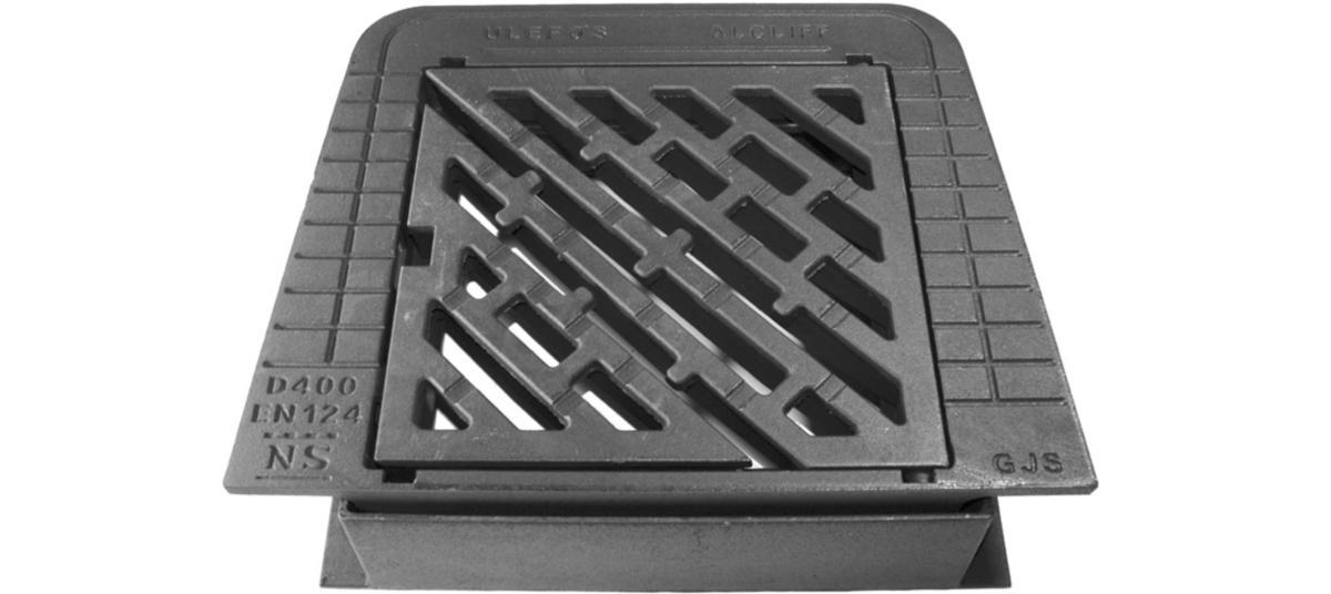 Manhole cover UT-400 3P, Ulefos - UT-400 3P TELESC. MANH. COVER D400, WITH GRID, LOCK, HINGE