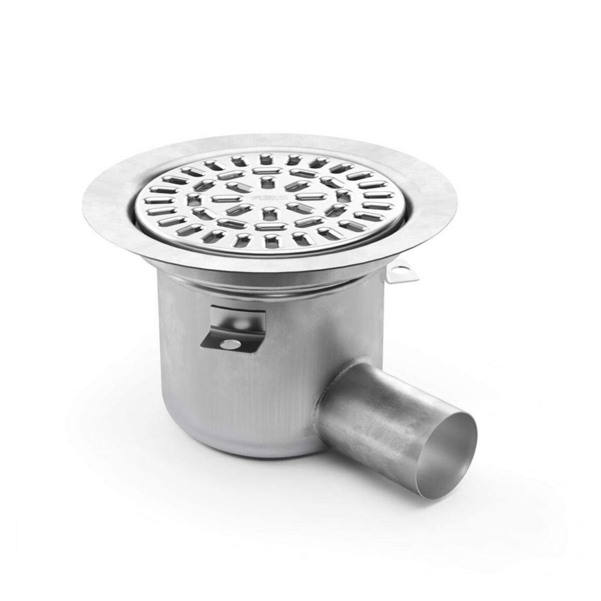 Golvbrunn Sigyn 50R, sidoutlopp, Purus - SIGYN 50R GOLVBR S-UTL 150X50 RF M V-LÅS O SIL AV RF STÅL