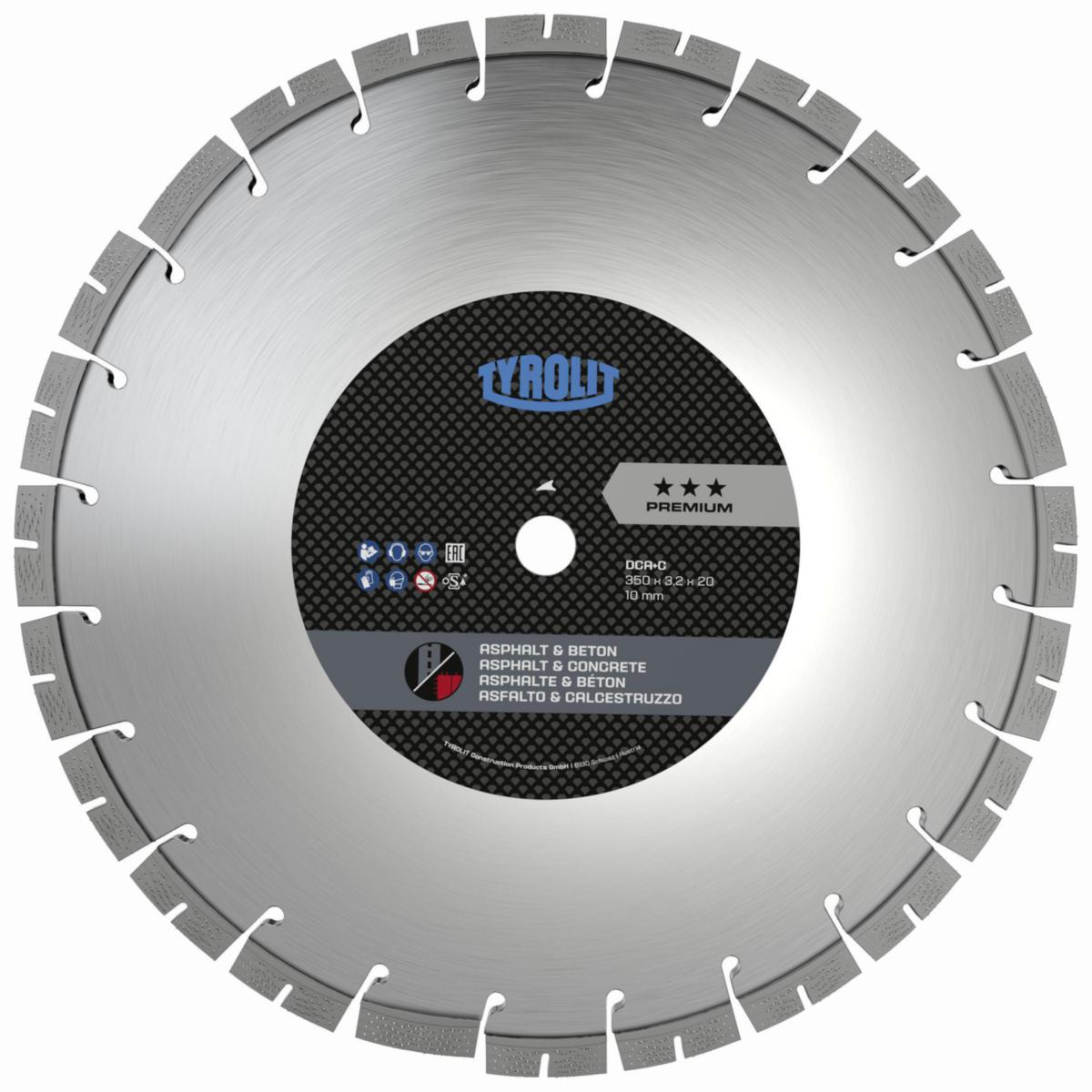 Diamantklinga Tyrolit Premium DCA+C - TYROLIT DIAMANTKLINGA PREMIUM 350X3X20 MM ASFALT/BETONG TORR
