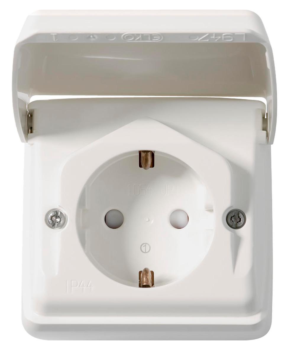 Wall socket surface-mounted Admiral IP44 - AS1054 1-WAY OUTLET ADMIRAL PW EKO06764