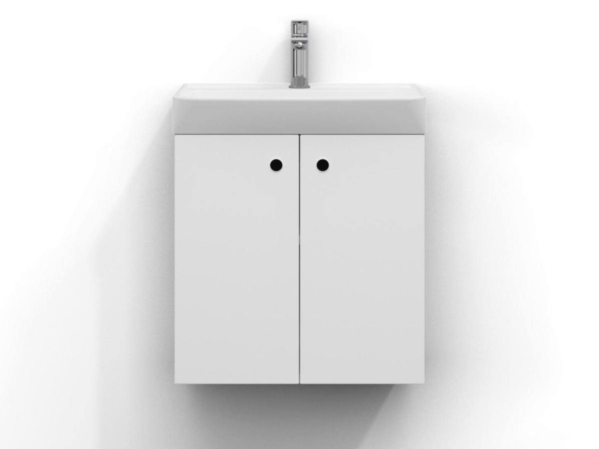 Intro 55 lower washbasin cabinet, Svedbergs - SVEDBERGS INTRO WB CABINET PLATE 55X35 2 DOORS M.WHITE