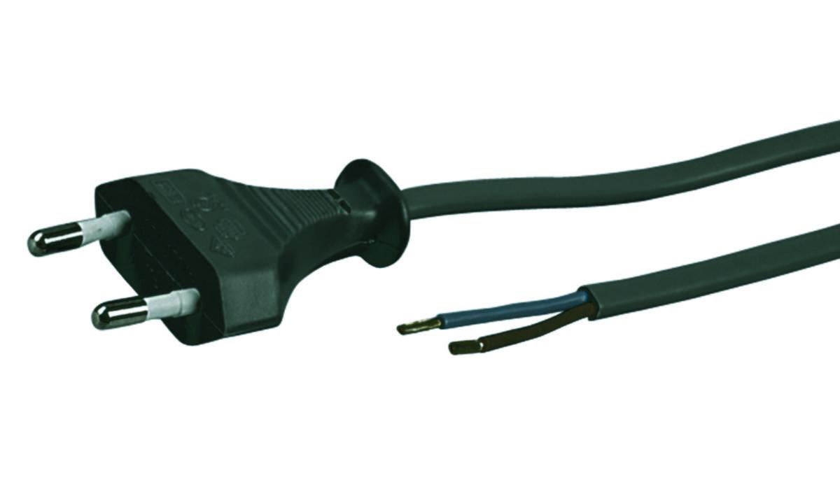 Power cord black - CONNECTION CABLE 2.0M WHITE 2EUR H03VVH2-F 2X0.75 2M BLACK