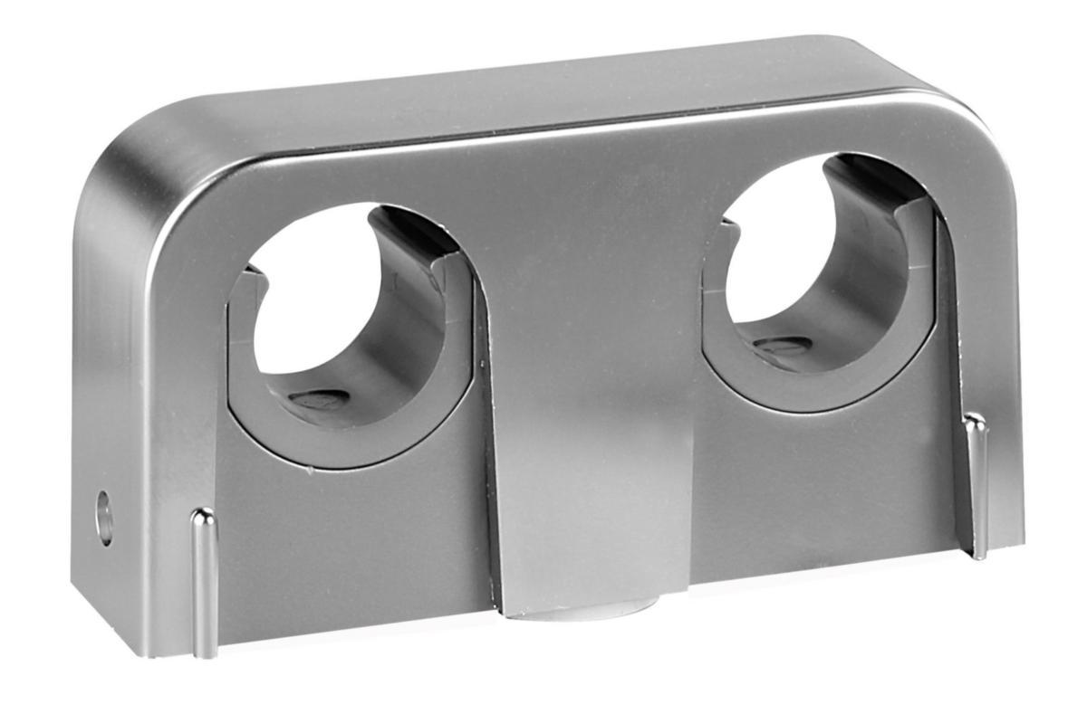 Plastic clamp double Falu Snap 14097, Faluplast - CLAMP SNAP DOUBLE 16/20 MM 40CC MATT CHROMED