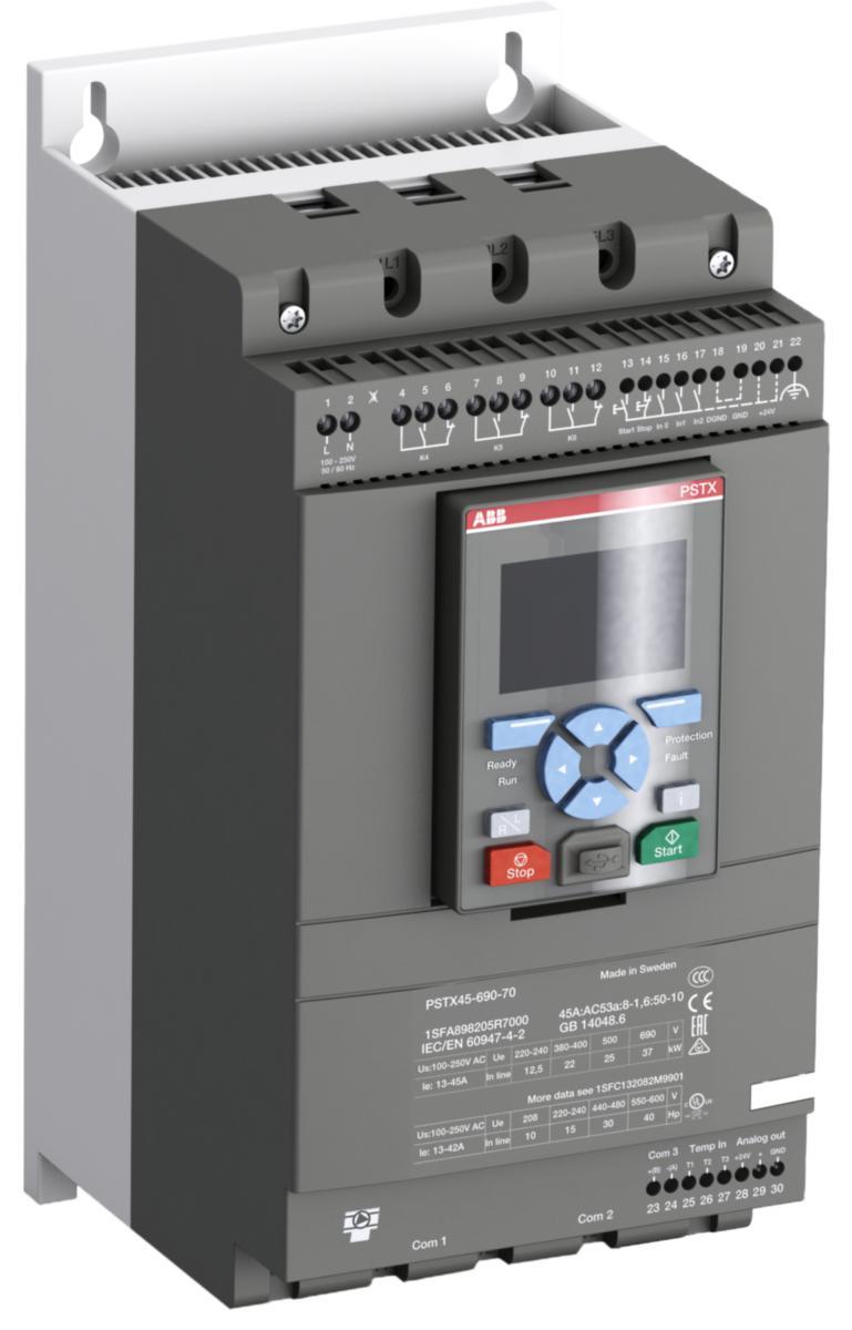 Mjukstarter PSTX30 ... PSTX1250 för 230-600V - MJUKSTART PSTX 22kW/400V 230V PSTX45-600-70
