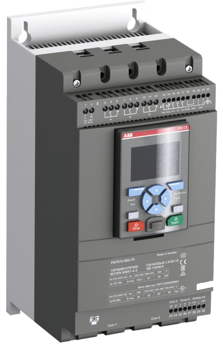 Mjukstarter PSTX30 ... PSTX1250 för 230-600V - MJUKSTART PSTX 37kW/400V 230V PSTX72-600-70