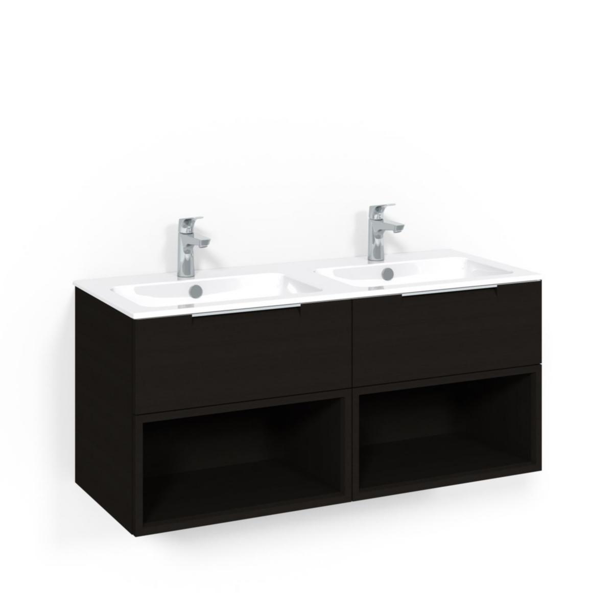 Tvättställsskåpspaket Crown Kommod 120x45D Svart Ek, Macro - MACRO TVÄTTSTÄLLSSKÅPSPAKET CROWN KOM 120X45D SV.EK ST VGH