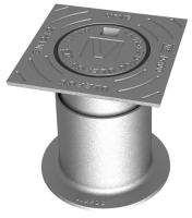 Teleskopisk 4-kantig ventilbetäckning med runt lock "V" i fyrkantsymbol, Ulefos