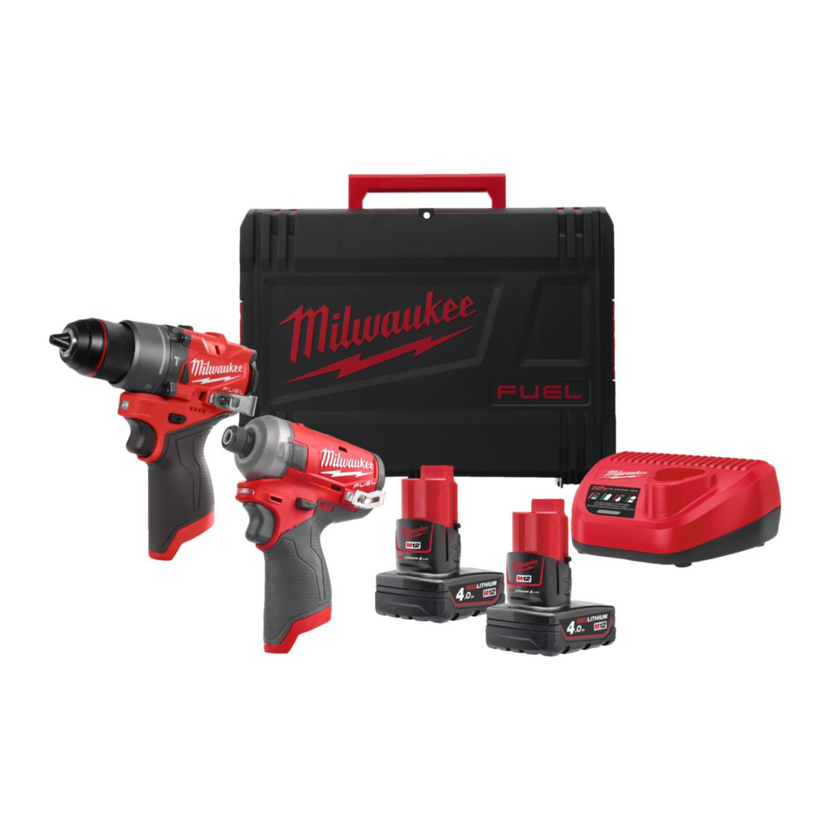 Kombikit Milwaukee M12 FPP2E2-402X - KOMBIKIT MILWAUKEE M12 FPP2E2 402X, 2X4,0 AH, LADDARE, HDBOX