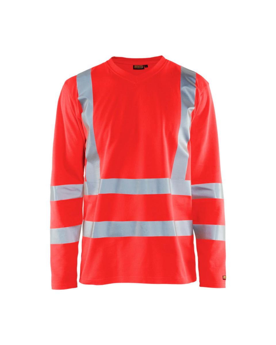 T-shirt Blåkläder 3381-1070 lång ärm - T-SHIRT BLK 3381-1070 RÖD VARSEL KL 3 LÅNG ÄRM STL L