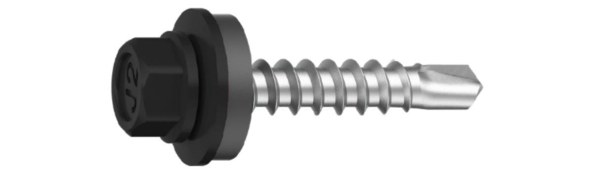 Building Sheet Screw SAPHIR®-KOMBI Painted - Screw 4.8X20 blackt RAL 9011 HEX for steel Ejot Saphir 250