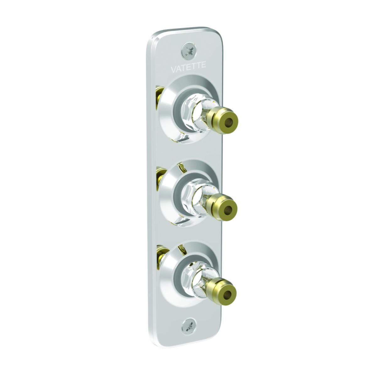 Chrome Mounting Plate V6 3-pipe for Vatette coupling system - VATETTE BRACKETV6 3-PIPE 60 CC 3XØ15 VATETTE PLASTIC CONE