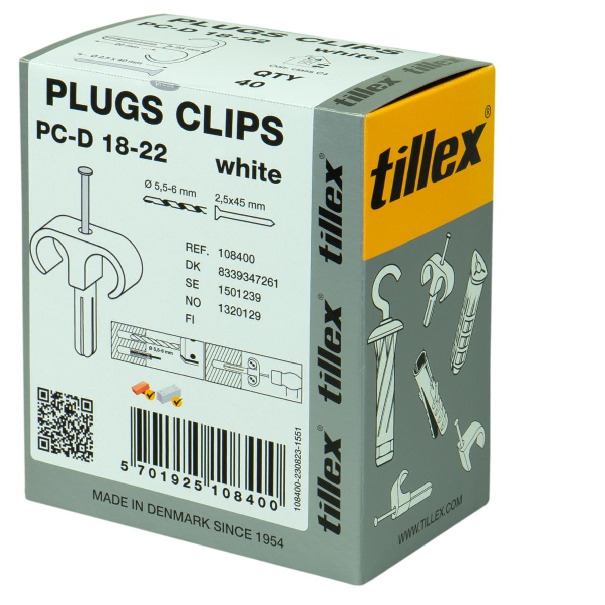 Pluggklammer PC-D vit till runda ledningar med dubbel fästning - PLUGGKLAMMER DUBBEL 18-22 VIT PC-D 18-22 W