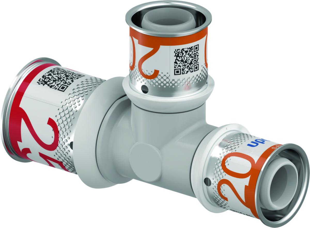 T-rör, S-Press PLUS förminskat PPSU, Uponor - UPONOR S-PRESS PLUS T-RÖR PPSU 25-20-20