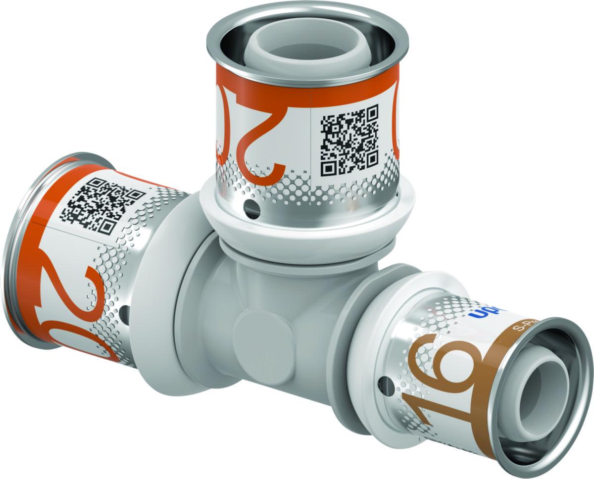 T-rör, S-Press PLUS förminskat PPSU, Uponor - UPONOR S-PRESS PLUS T-RÖR PPSU 20-20-16