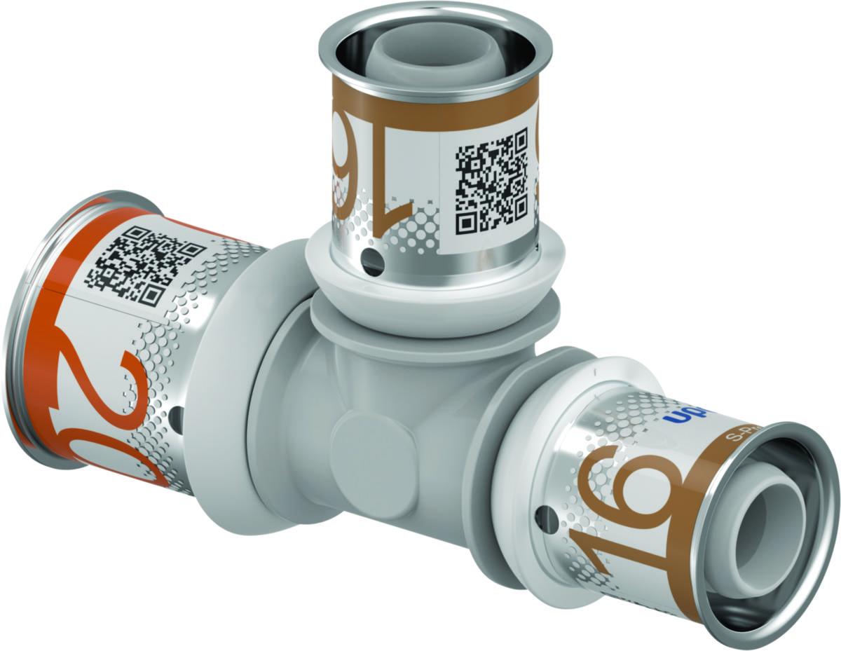 T-rör, S-Press PLUS förminskat PPSU, Uponor - UPONOR S-PRESS PLUS T-RÖR PPSU 20-16-16