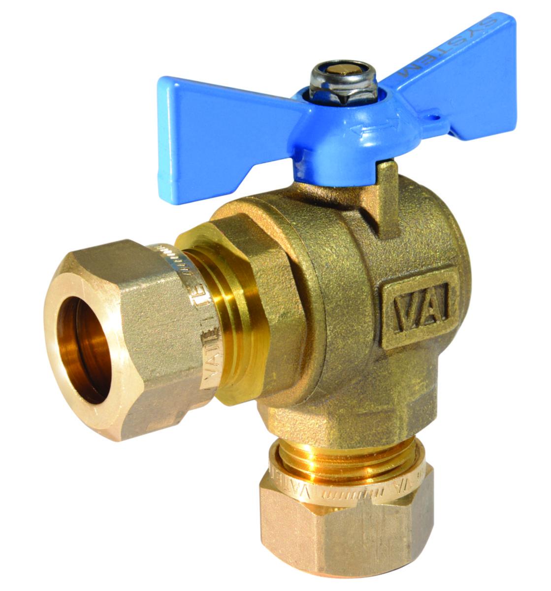 Ball valve angle 22mm clutch coupling-Vatette - VATETTE FULLPOR VAL KNE DN15 BLUE HANDLE