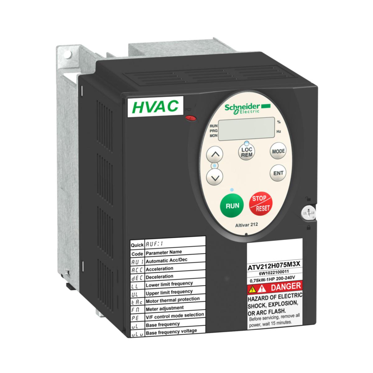 Frekvensomriktare Altivar 212 0,75 - 75kW IP21 - FRO 3-F 400V 0,75KW IP21 EMC A ATV212H075N4